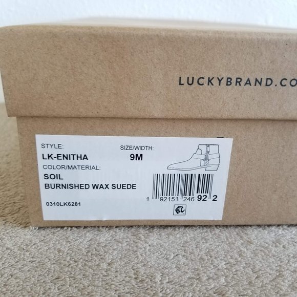 New Lucky Brand brown suede block heel booties - Picture 9 of 9